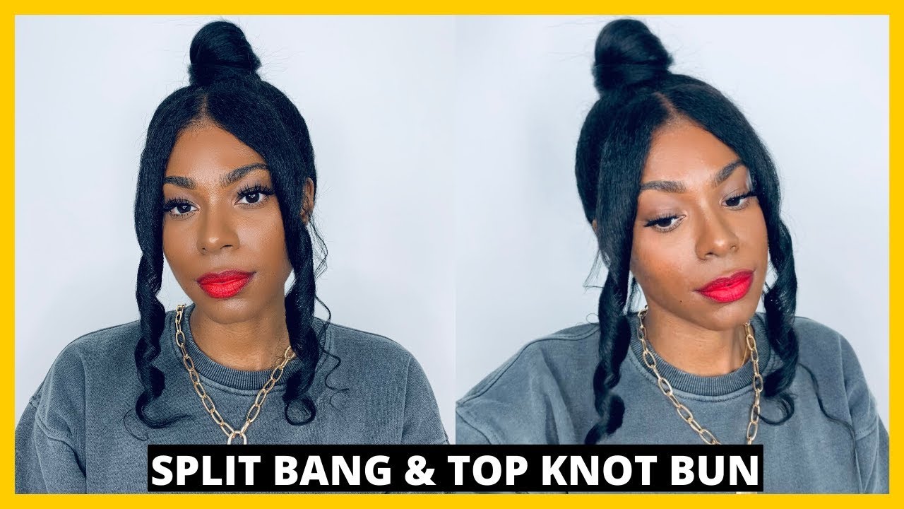 Faux Bang And Messy Top Knot Bun Valentine S Day Inspired Hair Youtube