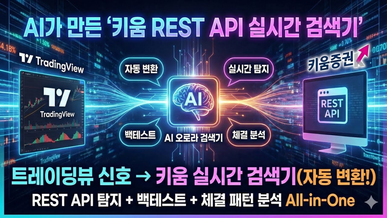 ⁣[키움증권] AI가 만든 ‘키움 REST API 실시간 검색기’… 트레이딩뷰 모든 신호 자동 변환 + 실시간 탐지 + 백테스트 + 체결 패턴 분석까지!