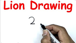 how to draw a lion easily with number 2 drawing with number