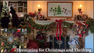 Decorate a Vintage Cozy Christmas Living Room with me | Thrifting on Black Friday | Thanksgiving