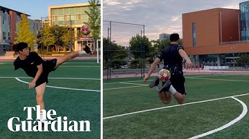 Social media footballer uses unique touch to control ball and score