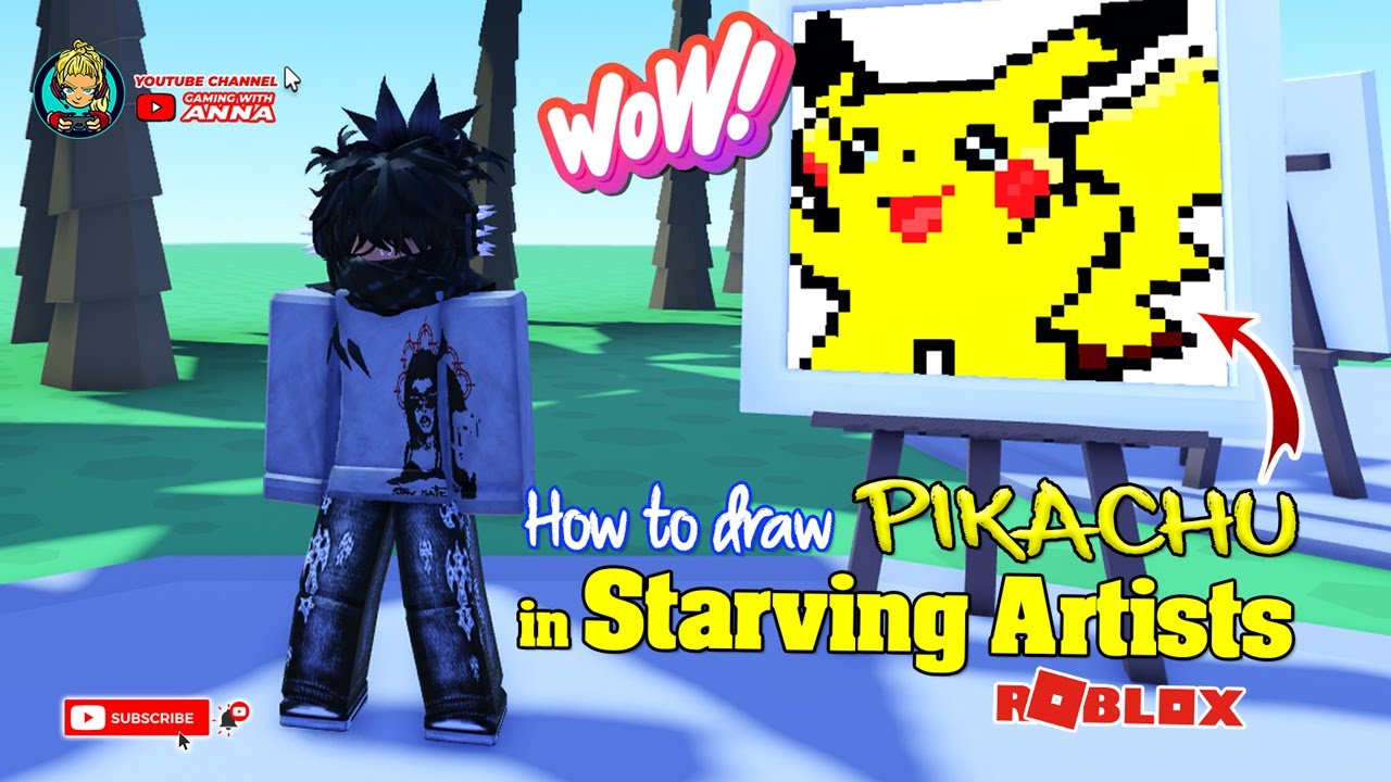 How To Draw Pikachu In Roblox Starving Artist (Step by Step) - YouTube