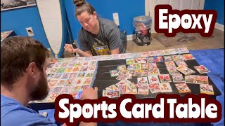 Turning a regular coffee table into a sports cards masterpiece! (WFT, Commanders, & Redskins Cards)