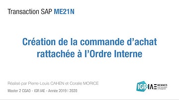SAP ME21N | Création de la commande d