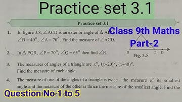 Practice set 3.1 Class 9 Maths Part-2 | Geometry Chapter 3 Triangles | Maharashtra state board