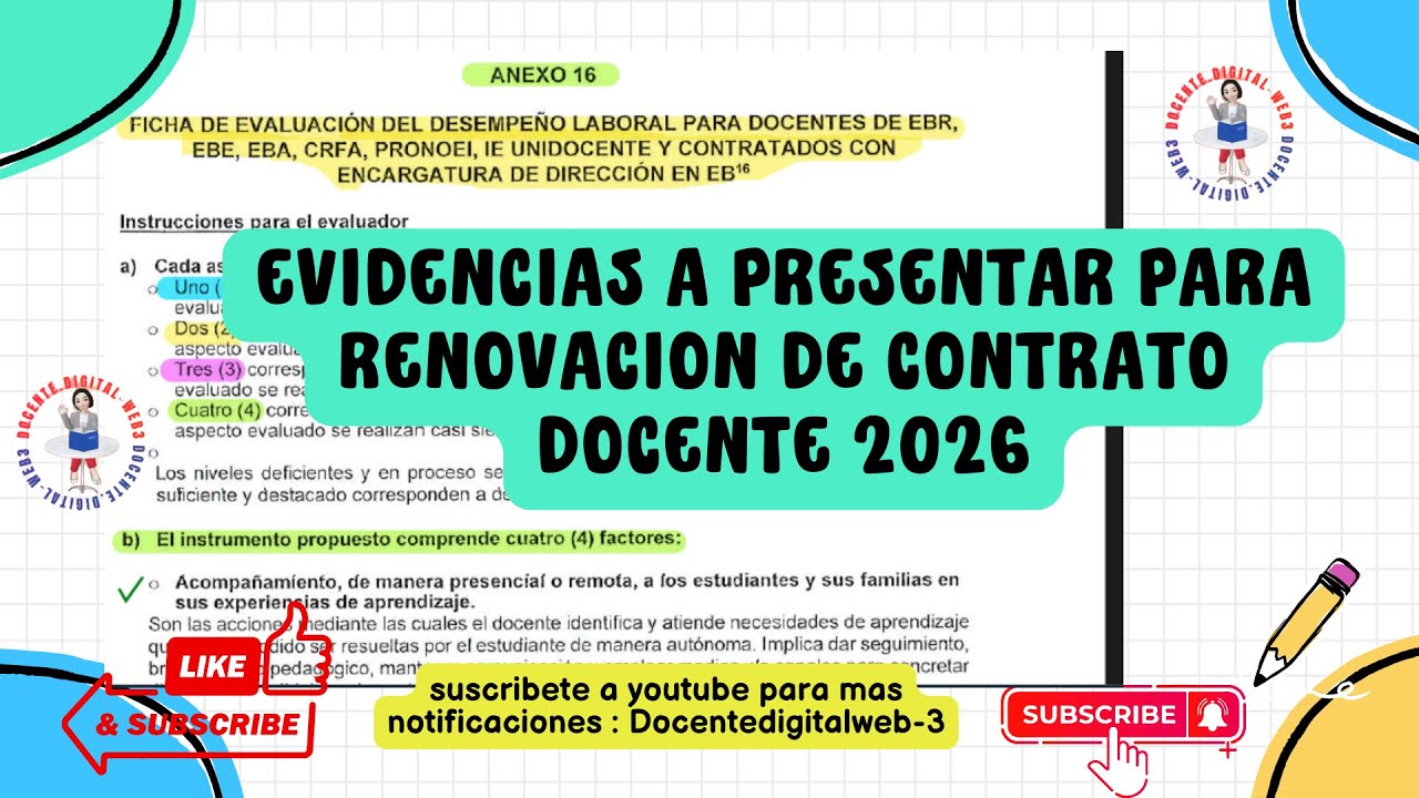 Evidencias y Guía de la Ficha de Desempeño Laboral Docente para la Renovación 2026
