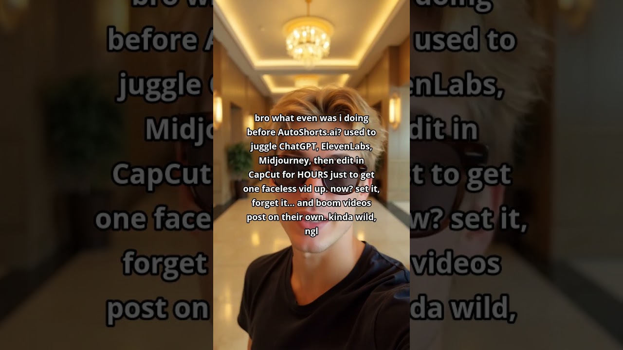 bro what even was i doing before AutoShorts.ai? used to juggle ChatGPT, ElevenLabs, Midjourney, then