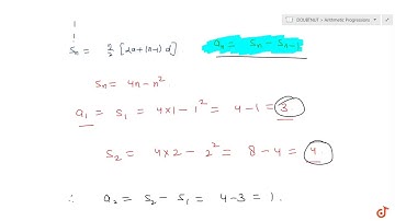 If the sum of the first n terms of an AP is `4n-n^2` , what is the first term (that is `S_1` )? ...
