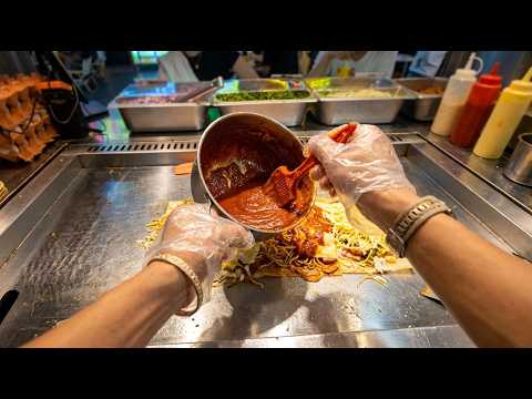 Sizzling Street Food: Spicy Cheese Grilled Noodles Masterpiece!