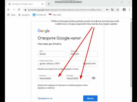 Uputstvo za otvaranje g-mail naloga.