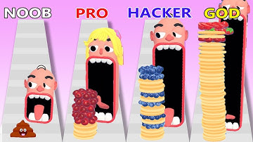 NOOB vs PRO vs HACKER vs GOD in Pancake Run - Perfect LEVEL in Pancake Run - Gameplay Android, Ios