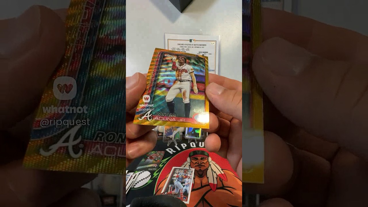 Ronald Acuna Jr. gold # 1/50 from 2025 Topps Chrome hobby box. 