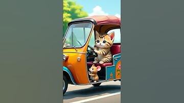 cat and mouse drive auto rickshaw #shorts #youtube #trending #shorts #cat #mouse #funny #video #ai