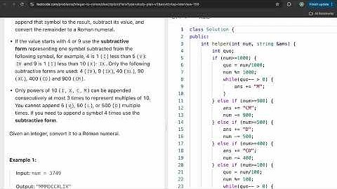 Integer To Roman | Leetcode Top Interview 150