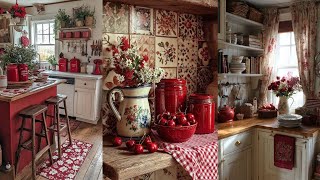 🌹 WAYS to ADD Effortless Red Vintage Charm! Dreamy Small Kitchen Cottage Farmhouse Decor Ideas