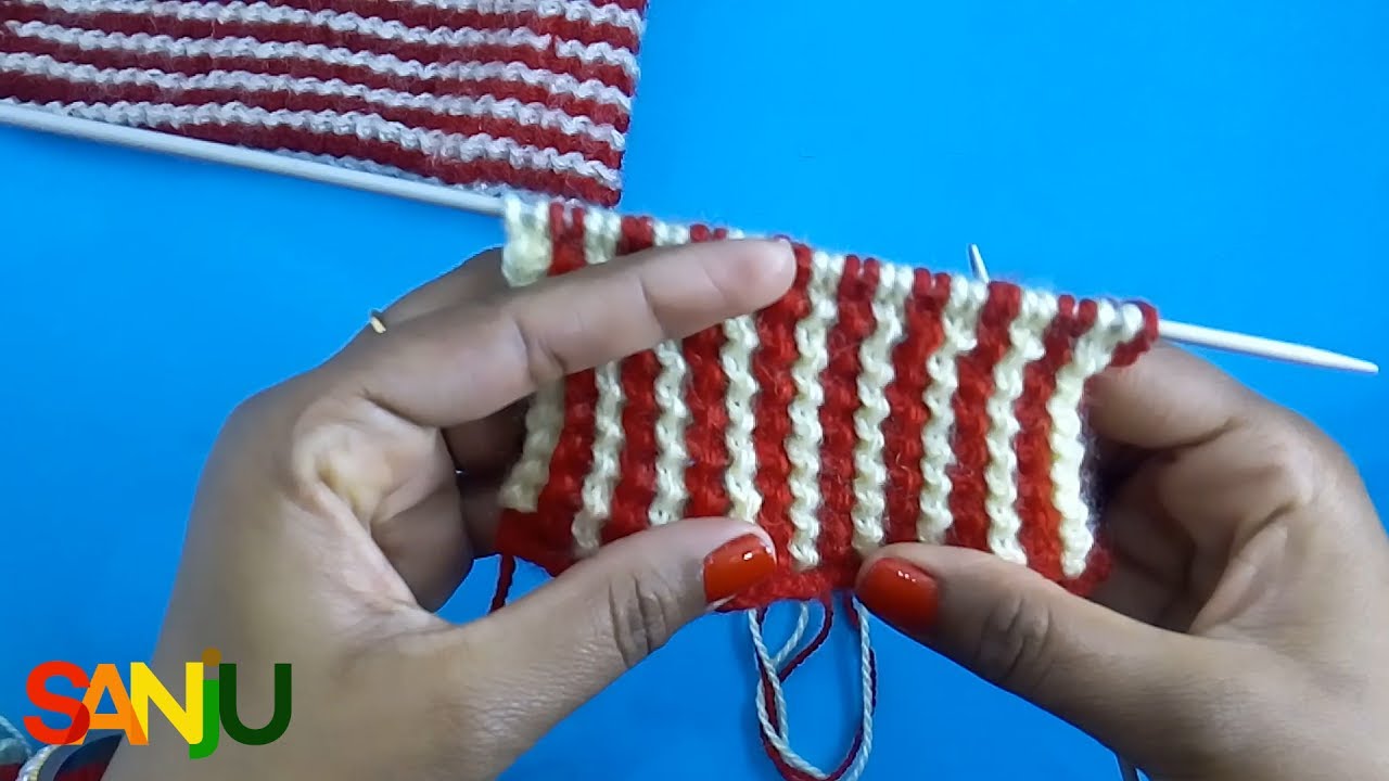 how to knit vertical stripes with two colors without cutting yarn YouTube