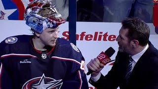 Daniil Tarasov postgame after a Blue Jackets victory!