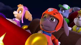 Pups Ride Santa Sleigh Paw Patrol Scene