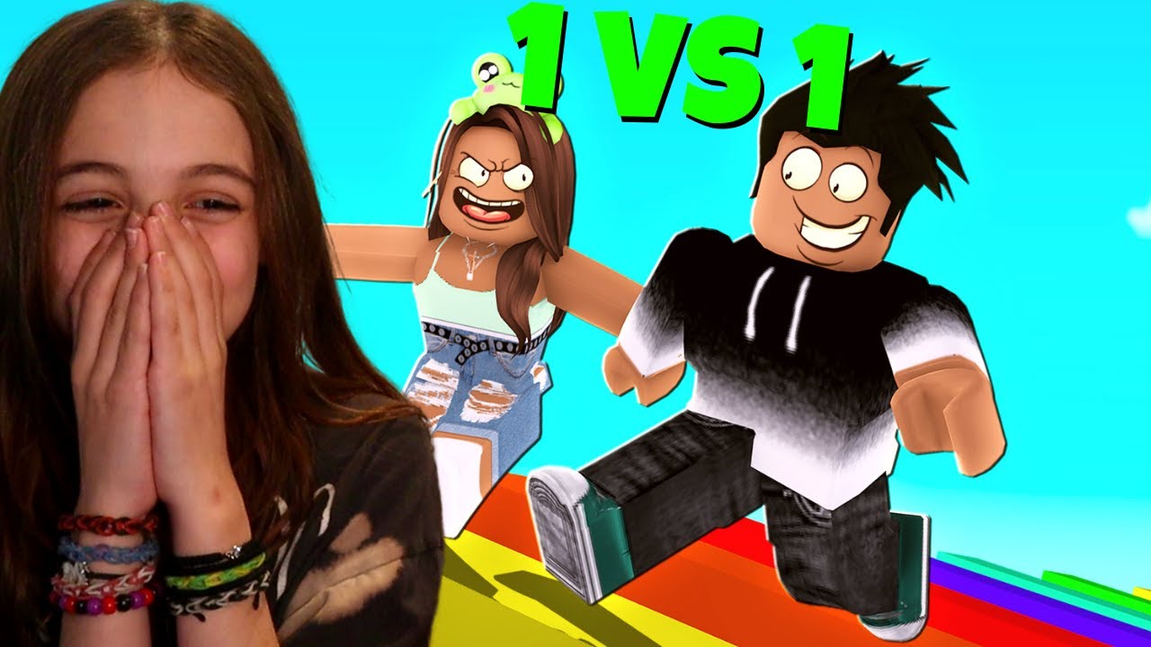 1v1 Roblox Obby Race VS my LITTLE SISTER for 10,000 ROBUX! (Roblox)