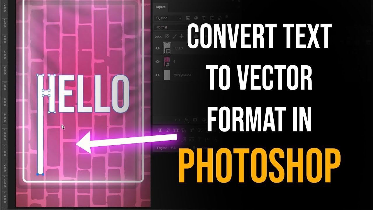 How to convert text to vector format | Adobe Photoshop - YouTube