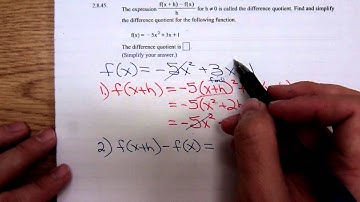 Math 1314 Difference Quotient Example