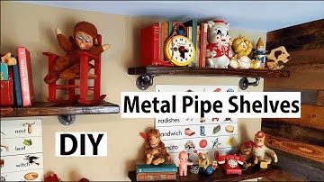 How To: Iron Pipe Wood Shelves - Build and Install on the Wall with 2x12 Boards Easy DIY Industrial