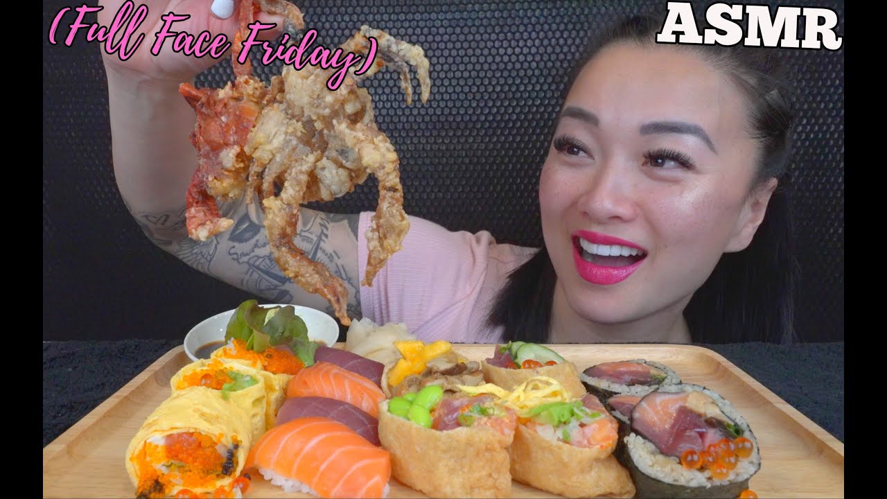 ⁣ASMR SUSHI PLATTER (Full Face Fridays) LIGHT WHISPERS MUKBANG EATING SOUNDS | SAS-ASMR