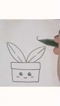 Cara menggambar bunga dalam pot #shorts