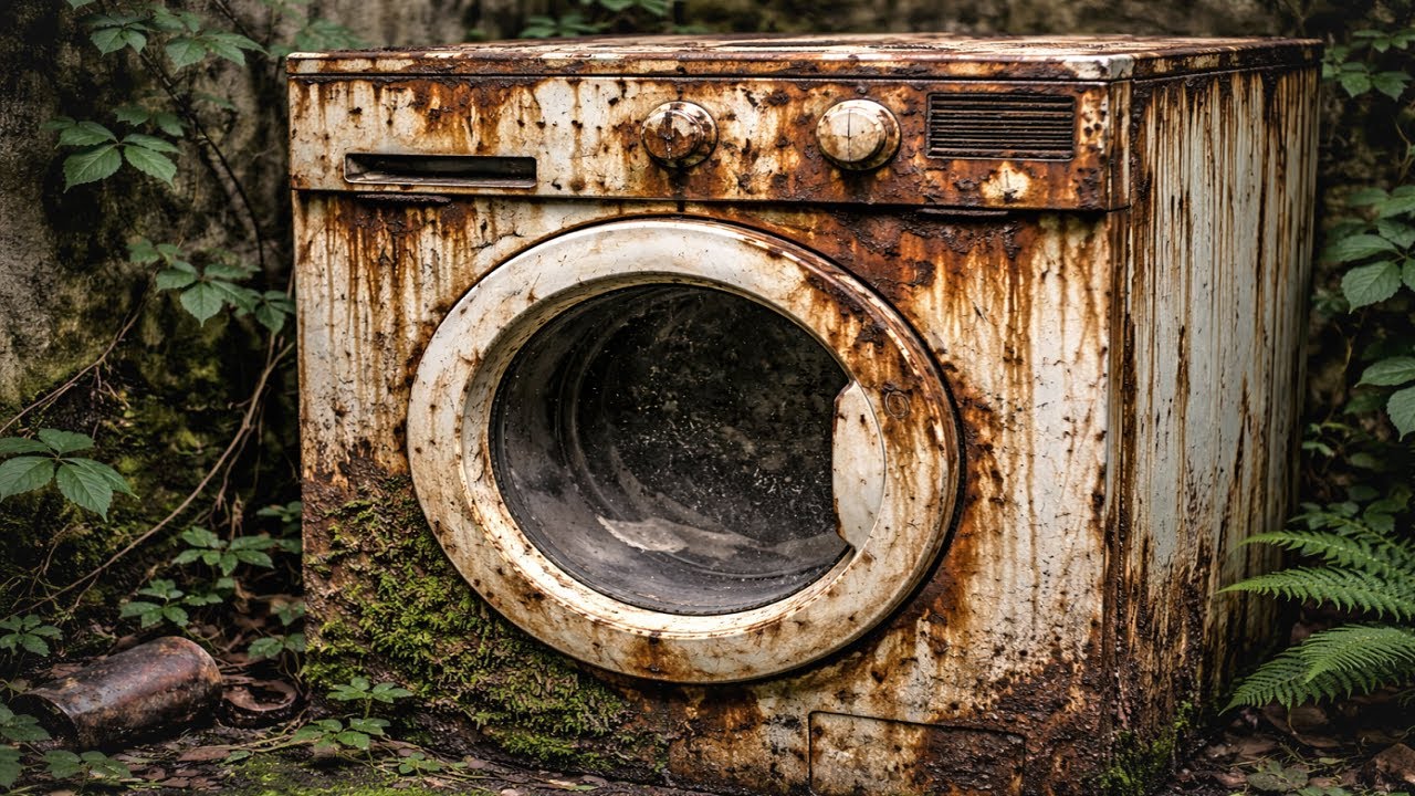 Restoring A Severely Damaged Washing Machine After Years Of Inactivity And Heavy Rust Deterioration
