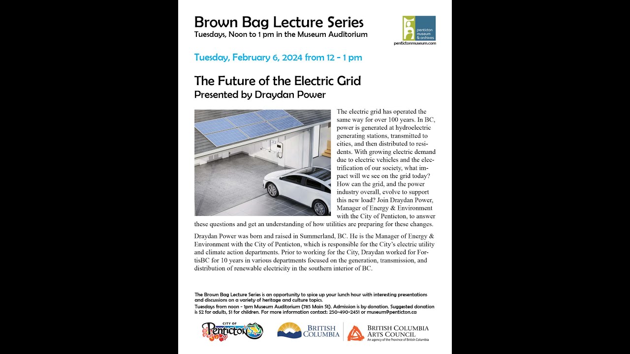 Penticton Museum - Brown Bag Lecture - The Future of the Electric Grid - Draydan Power