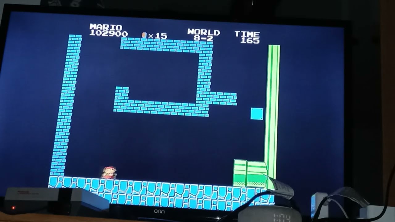 Video Game Trick 313B: Super Mario Bros (NES) - Infinite Lives Trick - World 8-2 variant!