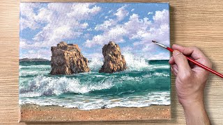 How To Paint A Landscape With Sea Sand And Seagulls In Acrylic 