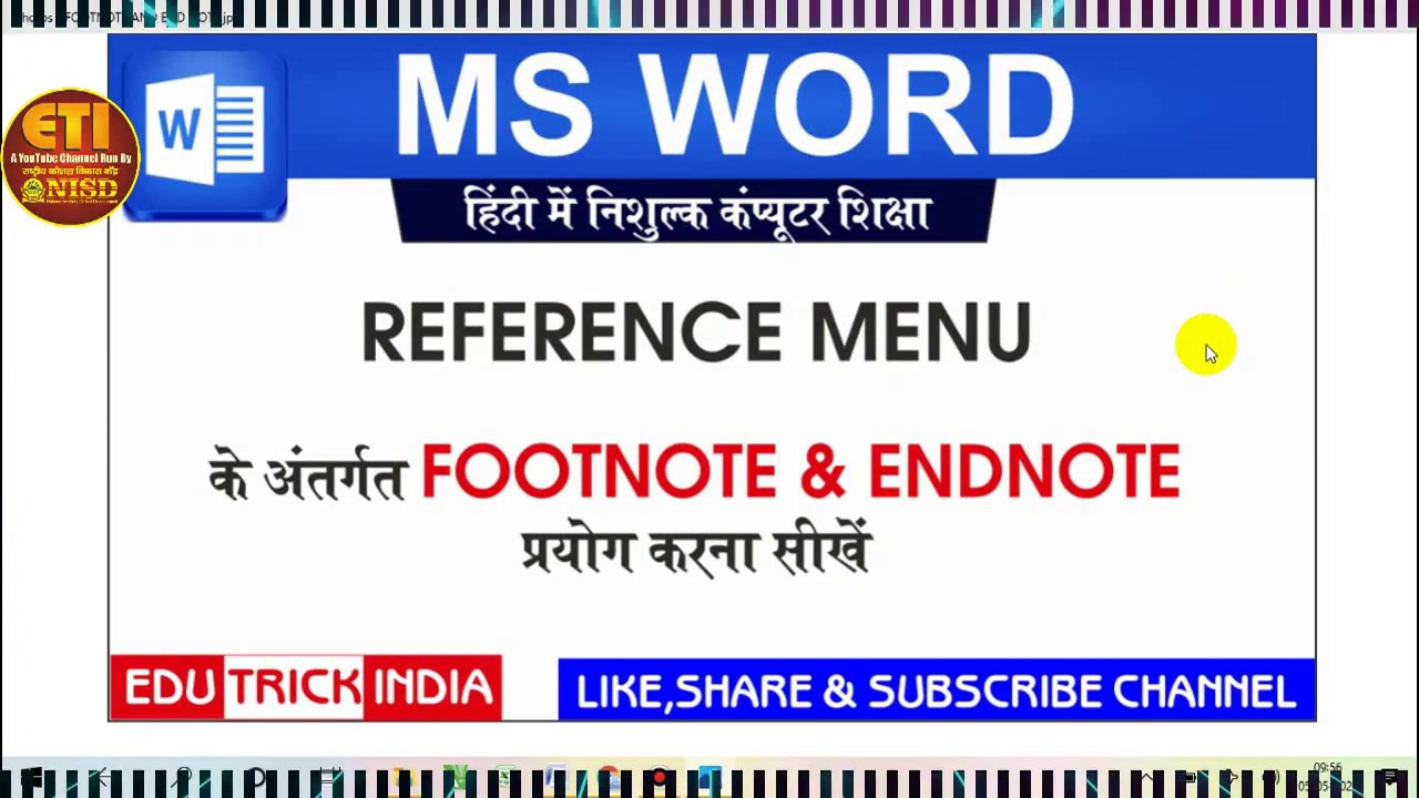 HOW TO USE MS WORD REFERENCE MENU FOTNOTE & ENDNOTE OPTION FULL VIDEO ...