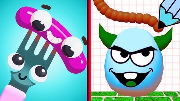 🌭 Fork N Sausage 🆚 Draw To Smash 💥 Puzzle Game Gameplay – All Levels!