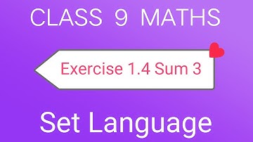 TN Samacheer Maths Class 9 |  Chapter 1 Exercise 1.4 Sum 3 | Set Language