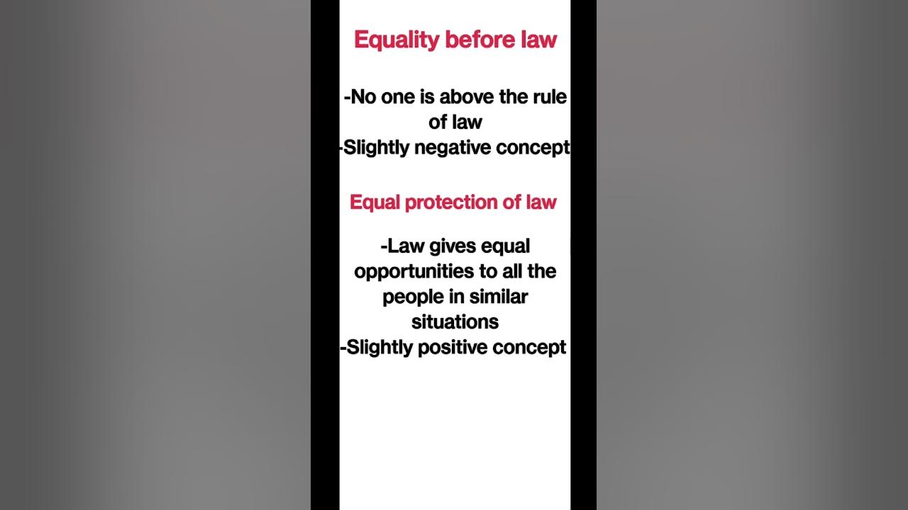 Equality before law equal protection of law polity polity upsc 