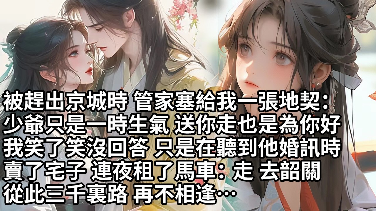 【一口氣看完】被趕出京城時 管家塞給我一張地契：少爺只是一時生氣 送你走也是為你好，我笑了笑沒回答 只是在聽到他婚訊時，賣了宅子 連夜租了馬車：走 去韶關，從此三千裏路 再不相逢…【大女主】【甜文】