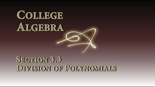Math 1315 - Section 3.3 - Division of Polynomials Net Worth