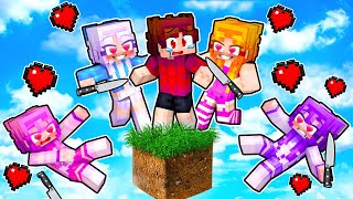 Stuck On ONE REALISTIC BLOCK With MY CRAZY FAN GIRLS... (Minecraft)