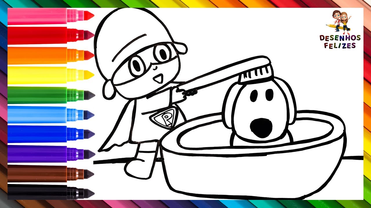 Desenhar E colorir Pocoyo E Loula 👶🐶 Desenhos Para Crianças 