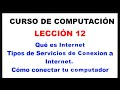 Internet: Tipos de Conexiones. Conectar Computador a internet. Lección 12: Curso de computación.