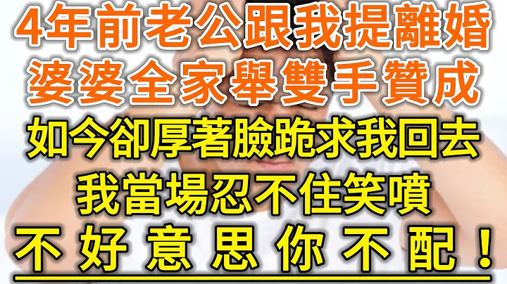 4年前老公跟我提離婚！婆婆全家舉雙手贊成！如今卻厚著臉跪求我回去！我當場忍不住笑噴！不好意思你不配！#生活經驗 #情感故事 #深夜淺讀 #幸福人生 - 天天要聞