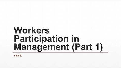 Workers Participation in Management (part 1)