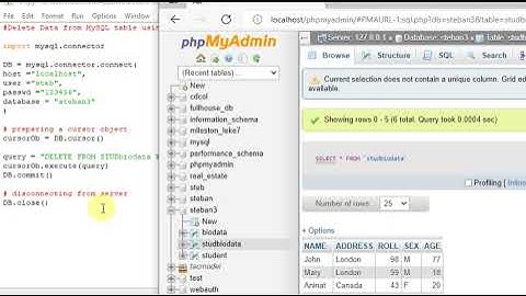 Delete Data from MySQL table using Python