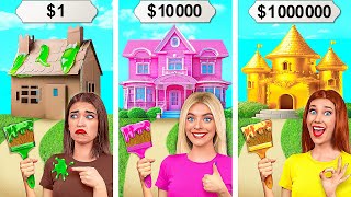 One Colored House Challenge | Rich vs Broke vs Giga Rich by Jelly DO Challenge