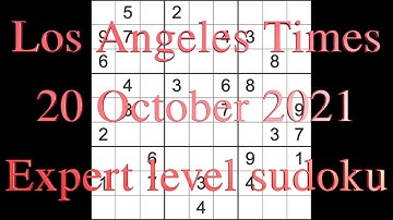 Sudoku solution – Los Angeles Times sudoku 20 October 2021 Expert level