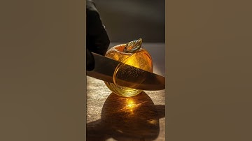 Cutting a Glass  Peach in Stunning Macro ✨🔪🍑#asmr #cuttingasmr #peach #peachcutting #cuttingfruit