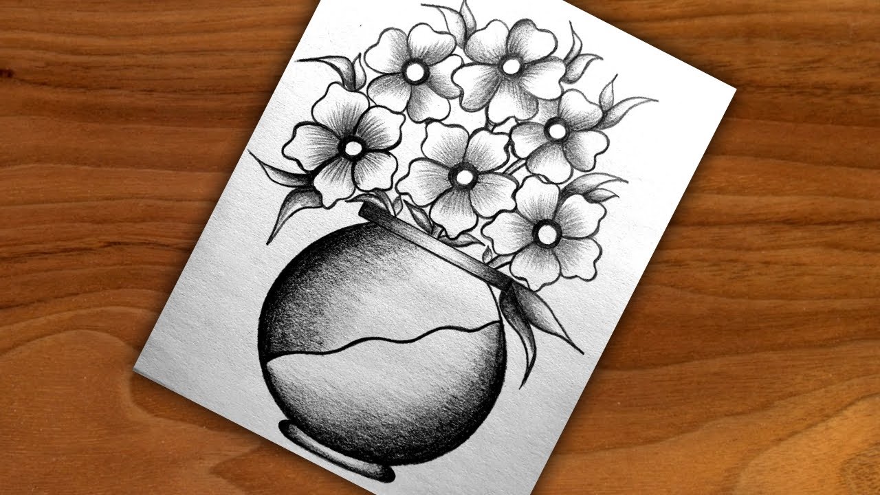 50 Easy Flower Pencil Drawings For Inspiration  Flower sketch pencil Pencil  drawings of flowers Flower vase drawing