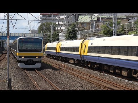 特急＆快速と並走する総武緩行線（E231系0系&500番台）東船橋駅　【E217系、255系、E259系】
