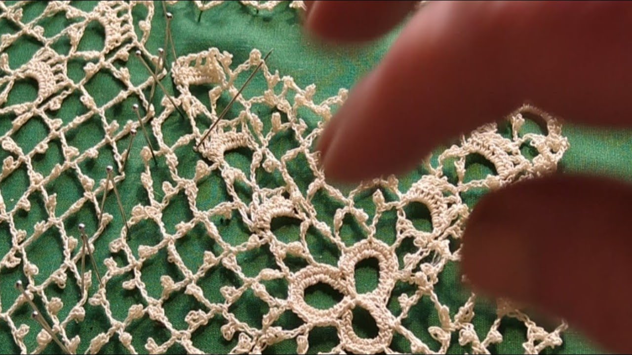 Easy Irish crochet Lace Bonnet, joining squares part 5